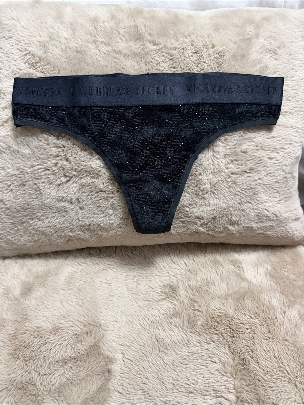 Victoria's Secret Black Lace Low-Rise Thong
